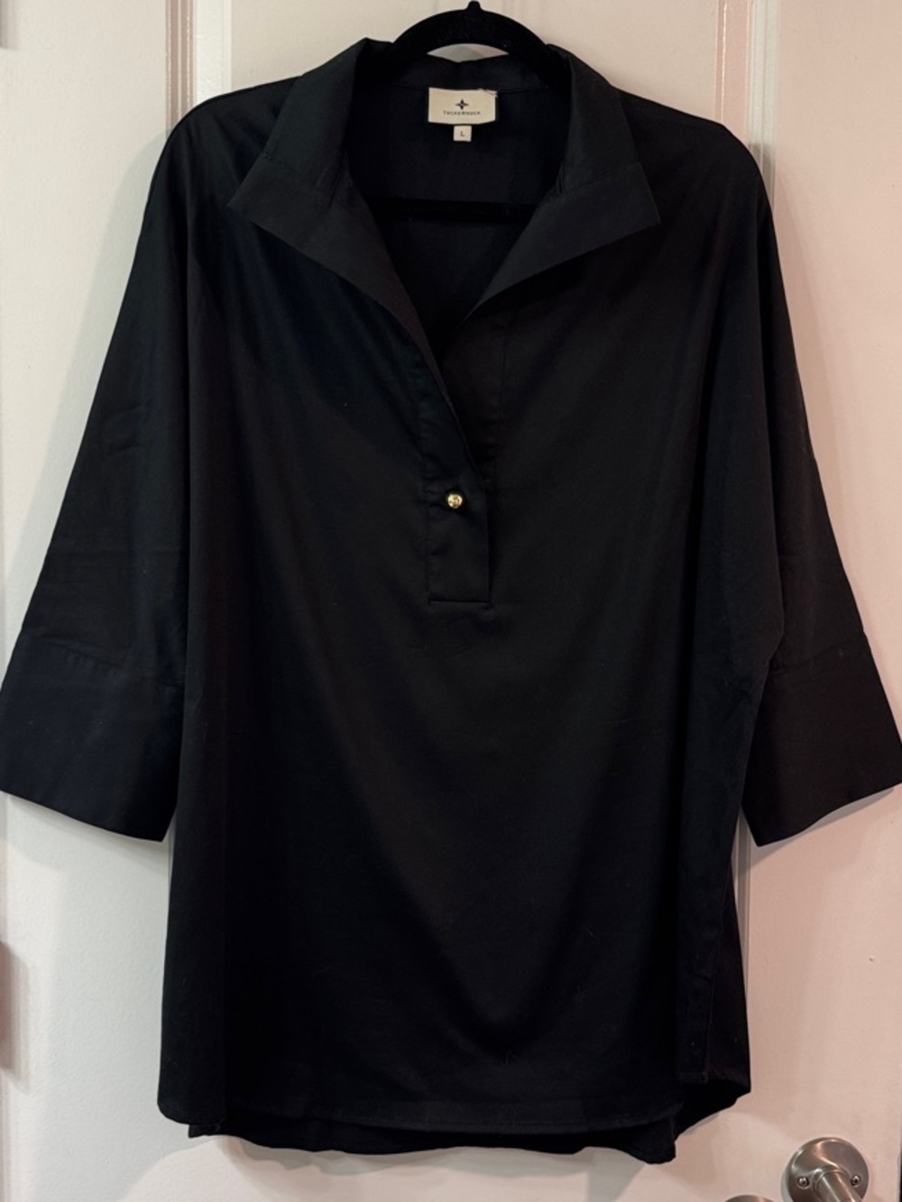 Tuckernuck Black Collared Tunic with Gold Button